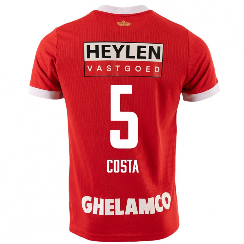 Danxen Hombre Camiseta Ayrton Costa #5 Rojo Blanco 1ª Equipación 2025/26 La Camisa
