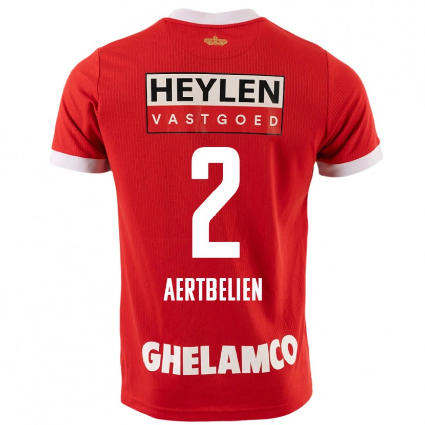 Danxen Hombre Camiseta Lukas Aertbeliën #2 Rojo Blanco 1ª Equipación 2025/26 La Camisa