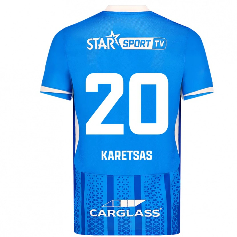 Danxen Hombre Camiseta Konstantinos Karetsas #20 Azul Blanco 1ª Equipación 2025/26 La Camisa
