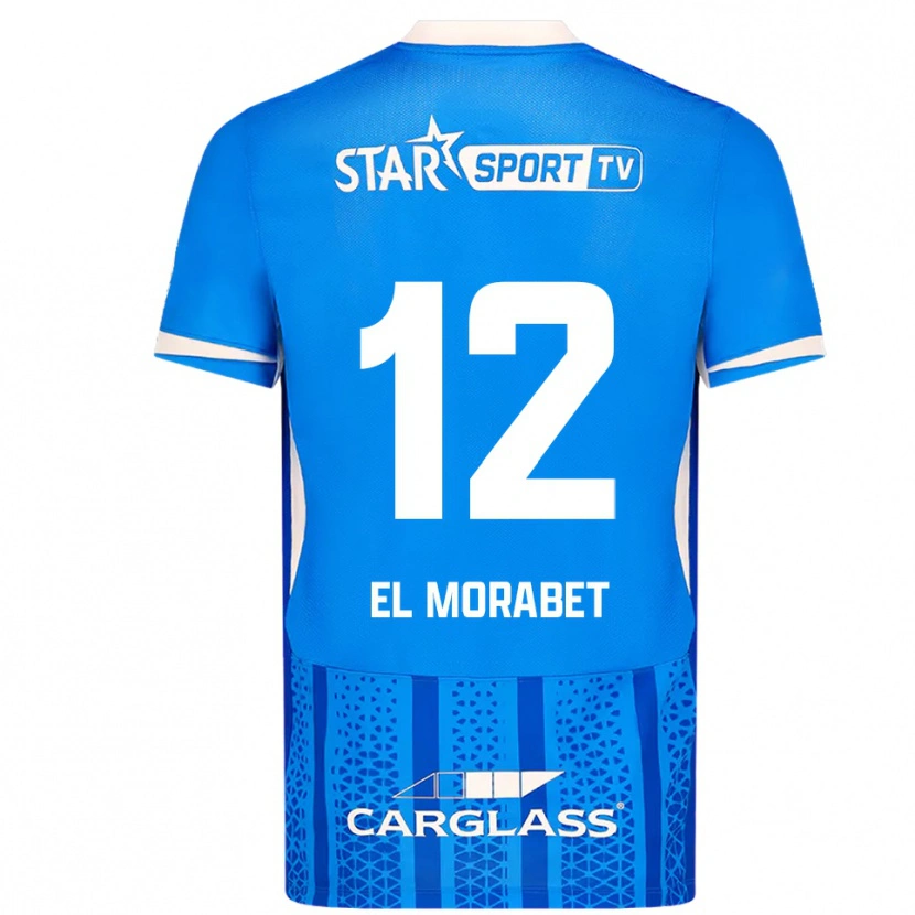 Danxen Hombre Camiseta Sami El Morabet #12 Azul Blanco 1ª Equipación 2025/26 La Camisa