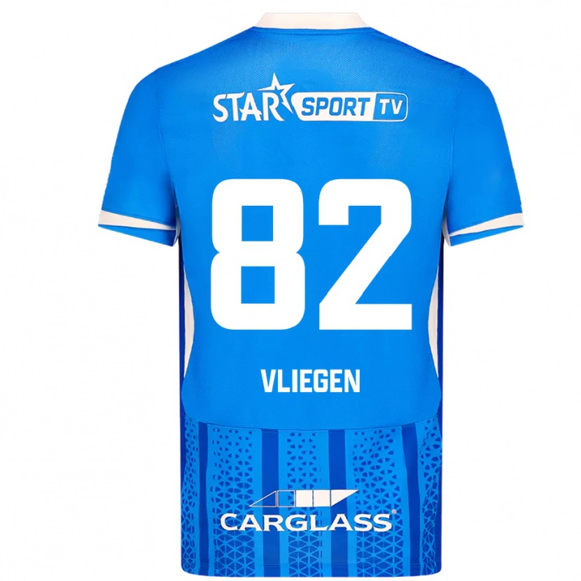 Danxen Hombre Camiseta Olivier Vliegen #82 Azul Blanco 1ª Equipación 2025/26 La Camisa