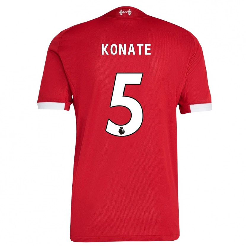 Danxen Hombre Camiseta Ibrahima Konaté #5 Rojo Blanco 1ª Equipación 2025/26 La Camisa