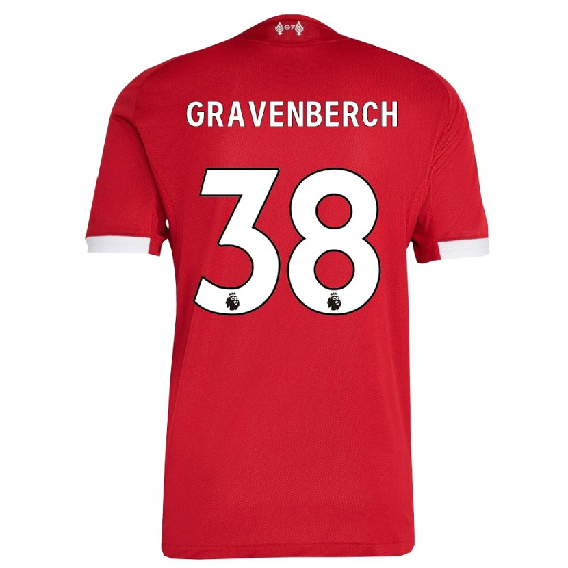 Danxen Hombre Camiseta Ryan Gravenberch #38 Rojo Blanco 1ª Equipación 2025/26 La Camisa