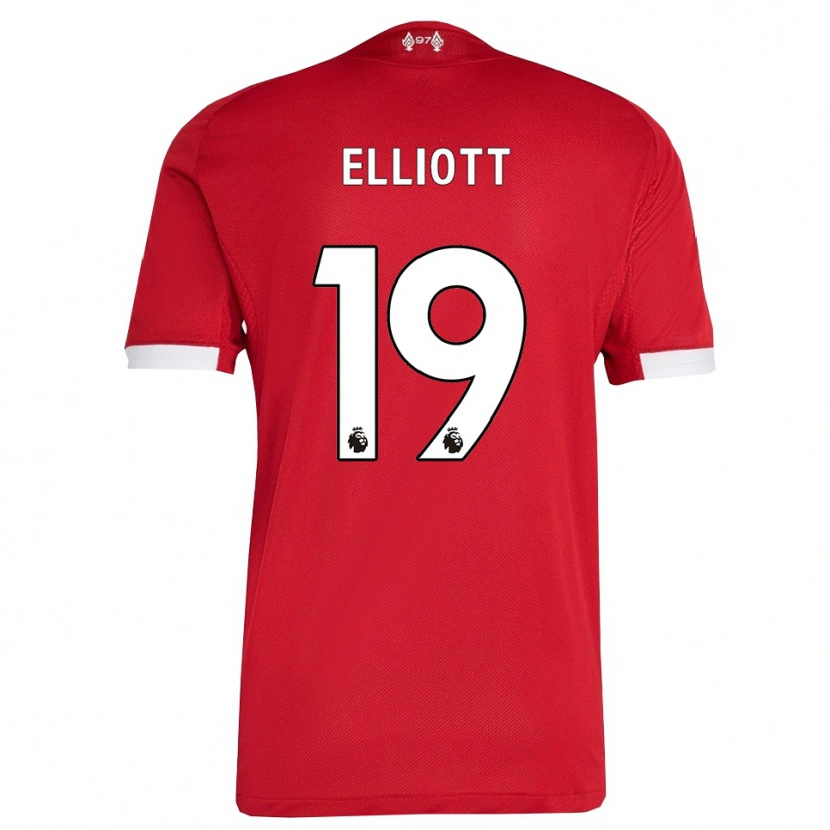 Danxen Hombre Camiseta Harvey Elliott #19 Rojo Blanco 1ª Equipación 2025/26 La Camisa