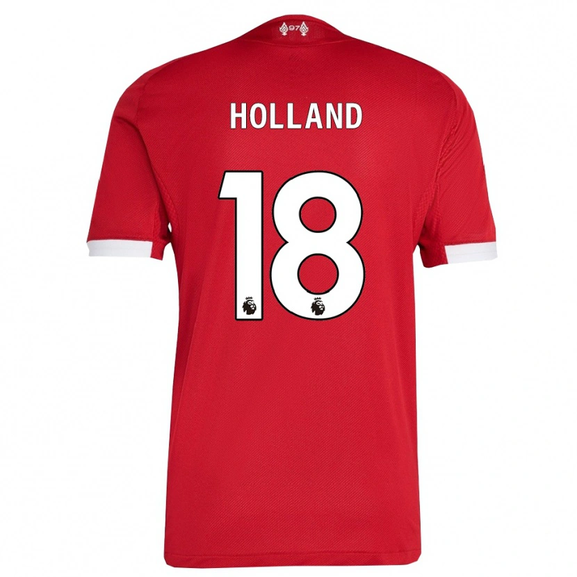 Danxen Hombre Camiseta Ceri Holland #18 Rojo Blanco 1ª Equipación 2025/26 La Camisa