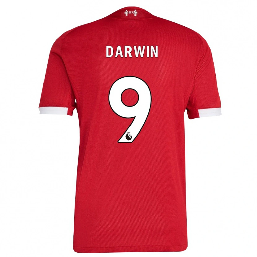 Danxen Hombre Camiseta Darwin Núñez #9 Rojo Blanco 1ª Equipación 2025/26 La Camisa