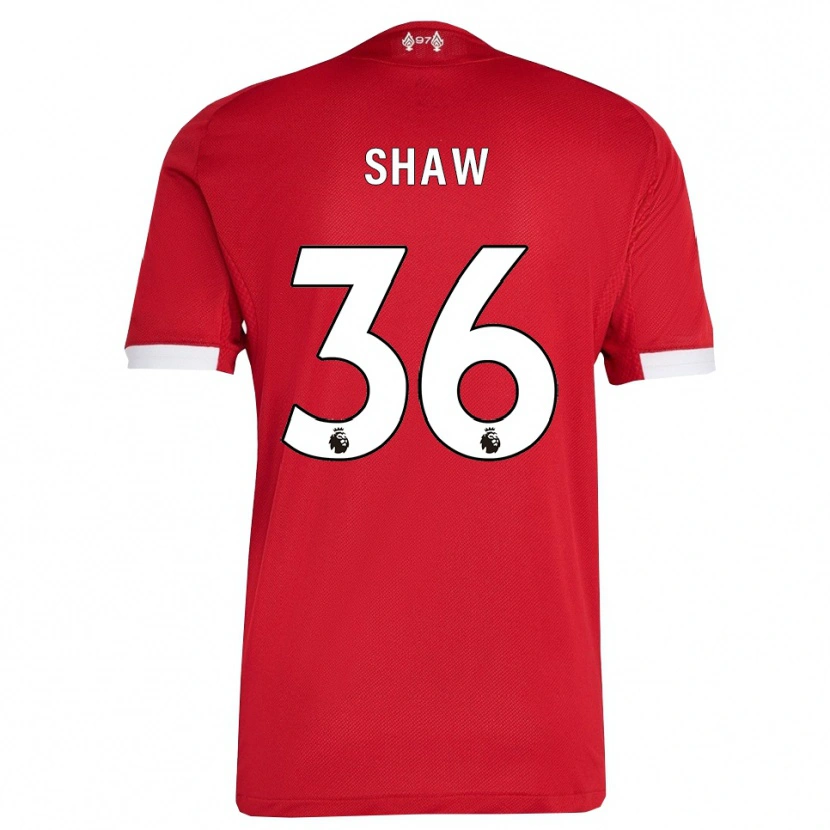 Danxen Hombre Camiseta Zara Shaw #36 Rojo Blanco 1ª Equipación 2025/26 La Camisa