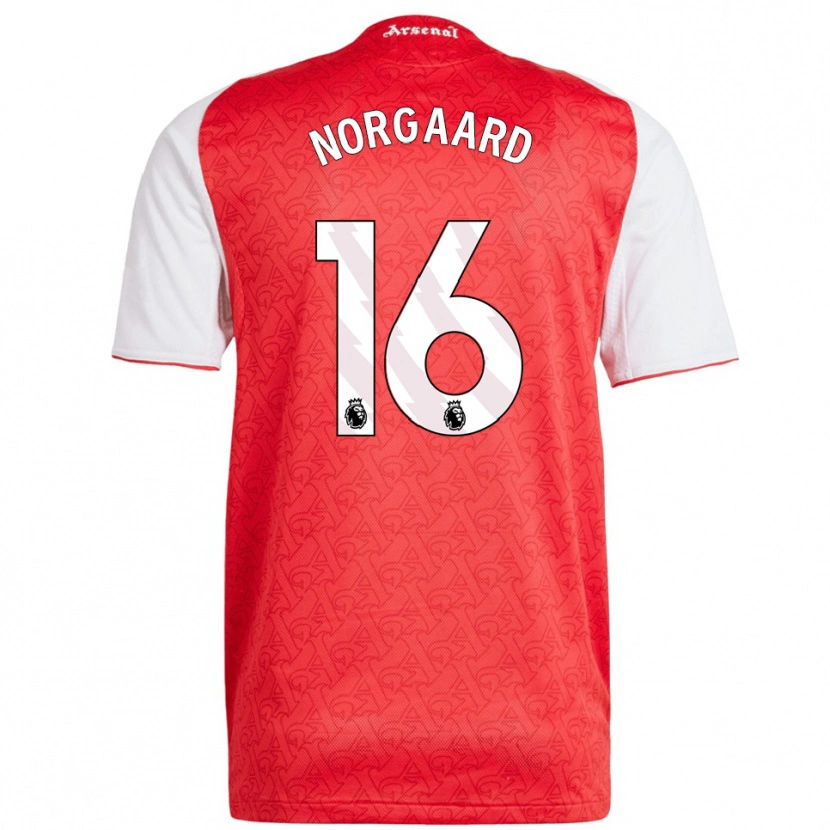 Danxen Hombre Camiseta Christian Nørgaard #16 Rojo Blanco 1ª Equipación 2025/26 La Camisa