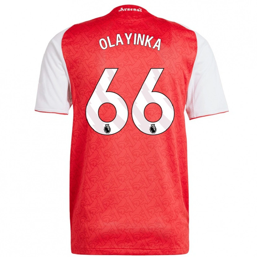 Danxen Hombre Camiseta James Olayinka #66 Rojo Blanco 1ª Equipación 2025/26 La Camisa