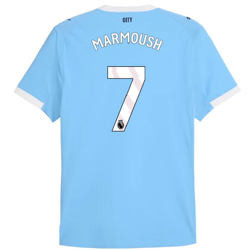 Danxen Hombre Camiseta Omar Marmoush #7 Celeste Blanco 1ª Equipación 2025/26 La Camisa