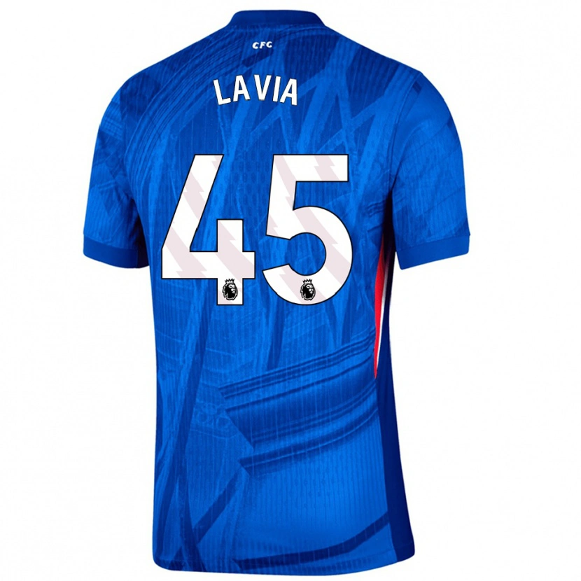 Danxen Hombre Camiseta Roméo Lavia #45 Azul Blanco 1ª Equipación 2025/26 La Camisa