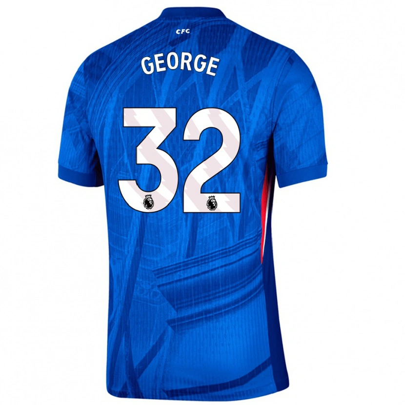 Danxen Hombre Camiseta Tyrique George #32 Azul Blanco 1ª Equipación 2025/26 La Camisa