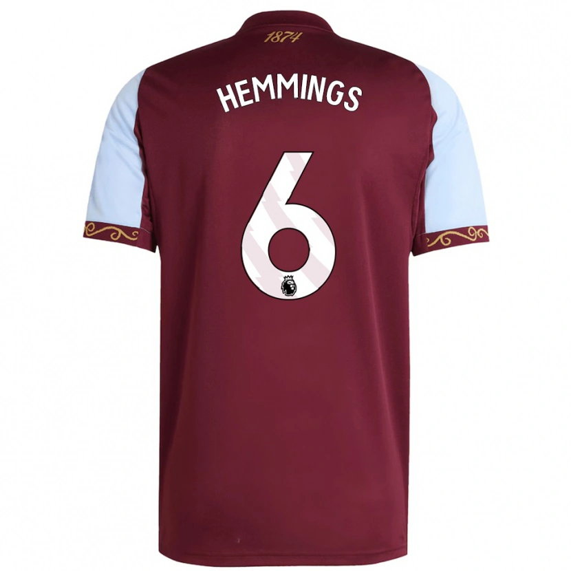 Danxen Hombre Camiseta George Hemmings #6 Borgoña Celeste 1ª Equipación 2025/26 La Camisa
