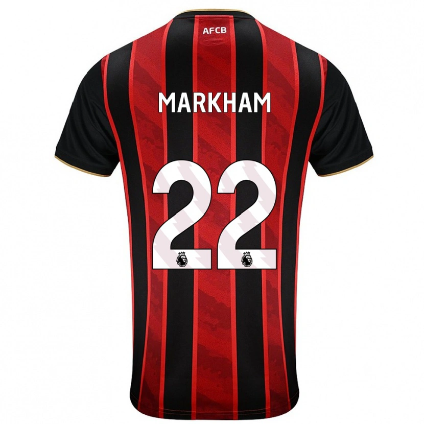 Danxen Hombre Camiseta Jenna Markham #22 Rojo Negro 1ª Equipación 2025/26 La Camisa