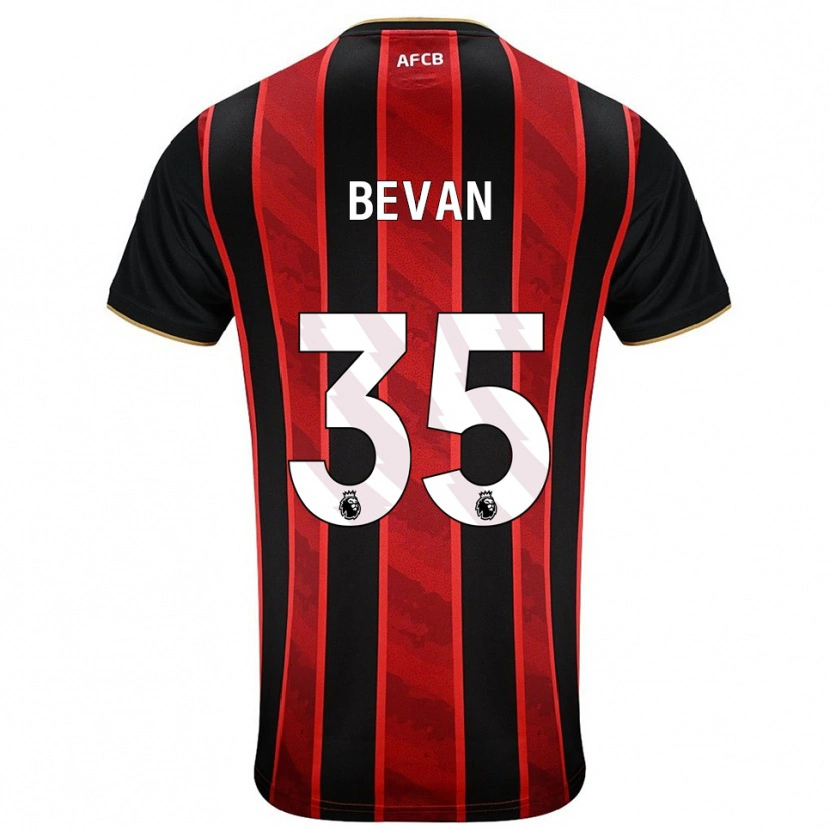 Danxen Hombre Camiseta Owen Bevan #35 Rojo Negro 1ª Equipación 2025/26 La Camisa