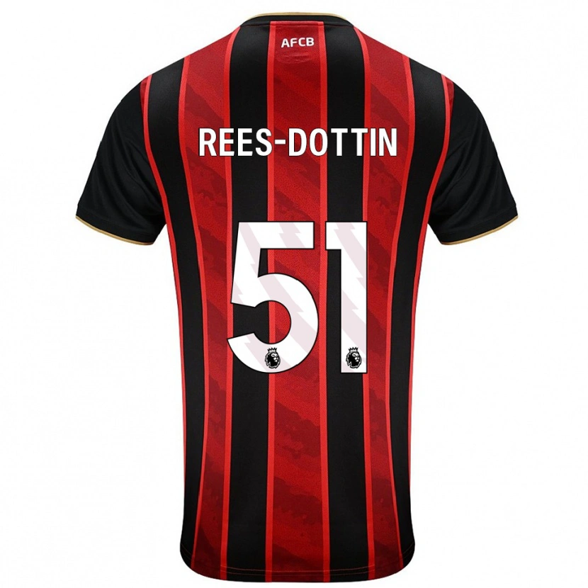 Danxen Hombre Camiseta Remy Rees-Dottin #51 Rojo Negro 1ª Equipación 2025/26 La Camisa