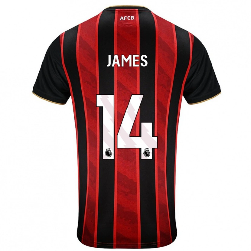 Danxen Hombre Camiseta Katie James #14 Rojo Negro 1ª Equipación 2025/26 La Camisa
