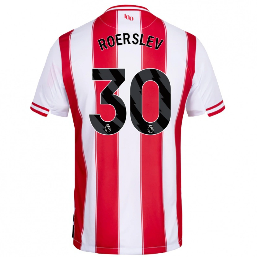 Danxen Hombre Camiseta Mads Roerslev #30 Rojo Blanco 1ª Equipación 2025/26 La Camisa