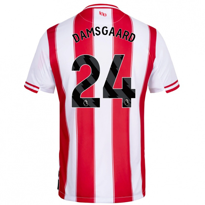 Danxen Hombre Camiseta Mikkel Damsgaard #24 Rojo Blanco 1ª Equipación 2025/26 La Camisa