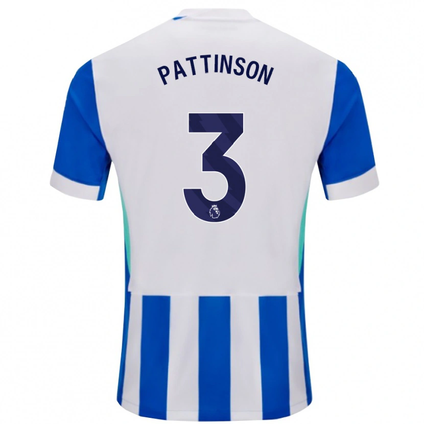 Danxen Hombre Camiseta Poppy Pattinson #3 Azul Blanco 1ª Equipación 2025/26 La Camisa
