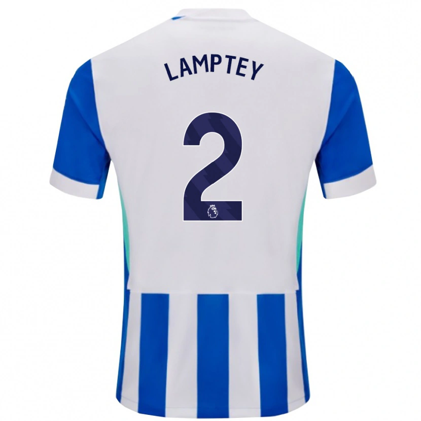 Danxen Hombre Camiseta Tariq Lamptey #2 Azul Blanco 1ª Equipación 2025/26 La Camisa