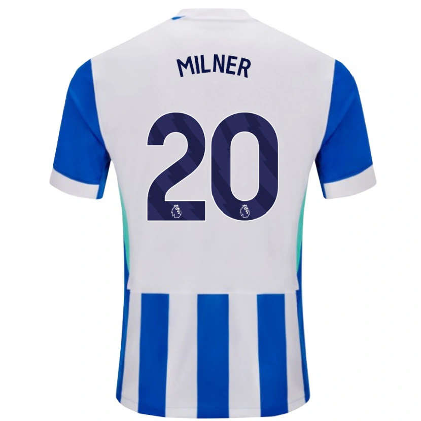Danxen Hombre Camiseta James Milner #20 Azul Blanco 1ª Equipación 2025/26 La Camisa
