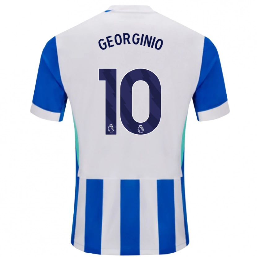 Danxen Hombre Camiseta Georginio Rutter #10 Azul Blanco 1ª Equipación 2025/26 La Camisa