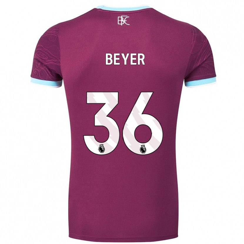 Danxen Hombre Camiseta Jordan Beyer #36 Borgoña Celeste 1ª Equipación 2025/26 La Camisa