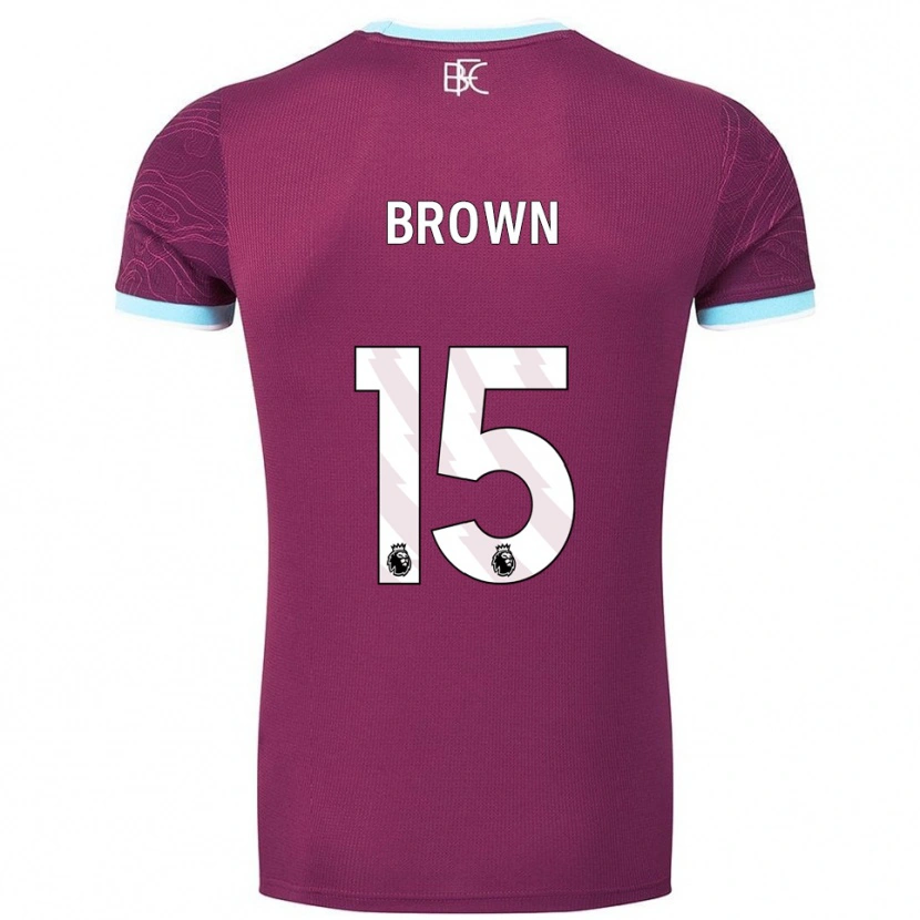 Danxen Hombre Camiseta Kian Mcmahon-Brown #15 Borgoña Celeste 1ª Equipación 2025/26 La Camisa