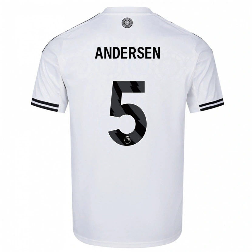 Danxen Hombre Camiseta Joachim Andersen #5 Blanco Negro 1ª Equipación 2025/26 La Camisa