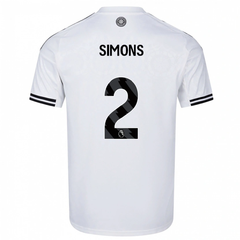 Danxen Hombre Camiseta Fabien Simons #2 Blanco Negro 1ª Equipación 2025/26 La Camisa