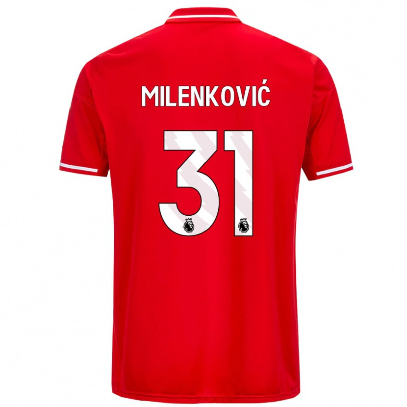 Danxen Hombre Camiseta Nikola Milenković #31 Rojo Blanco 1ª Equipación 2025/26 La Camisa