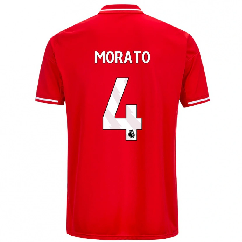 Danxen Hombre Camiseta Morato #4 Rojo Blanco 1ª Equipación 2025/26 La Camisa