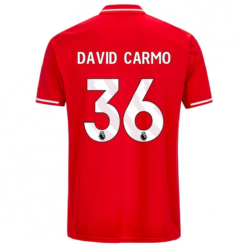 Danxen Hombre Camiseta David Carmo #36 Rojo Blanco 1ª Equipación 2025/26 La Camisa
