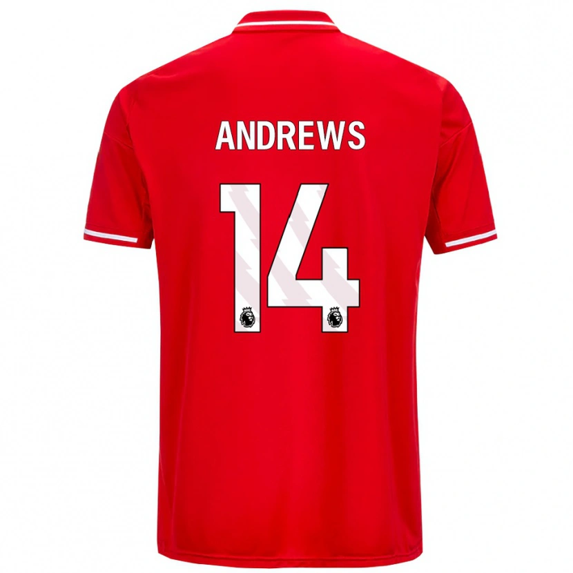 Danxen Hombre Camiseta Harvey Andrews #14 Rojo Blanco 1ª Equipación 2025/26 La Camisa