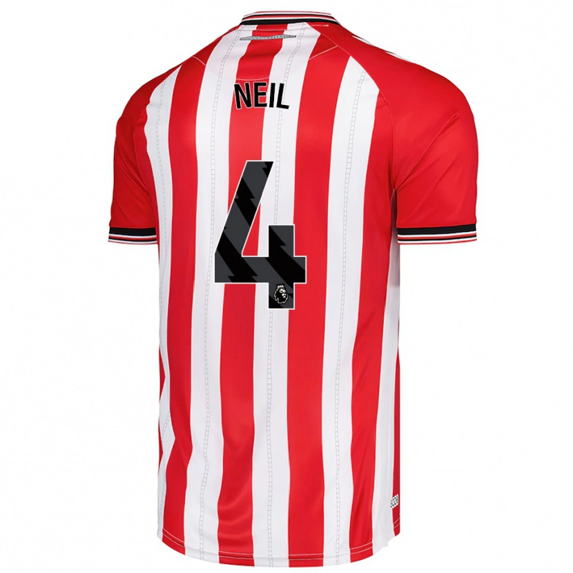 Danxen Hombre Camiseta Dan Neil #4 Rojo Blanco 1ª Equipación 2025/26 La Camisa
