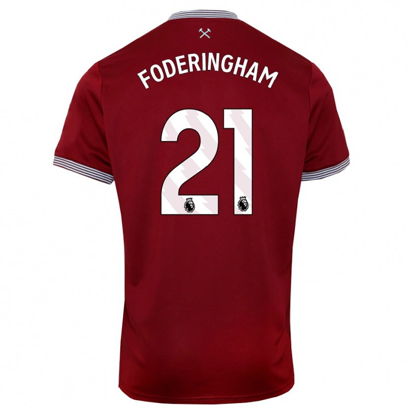 Danxen Hombre Camiseta Wes Foderingham #21 Borgoña Blanco 1ª Equipación 2025/26 La Camisa