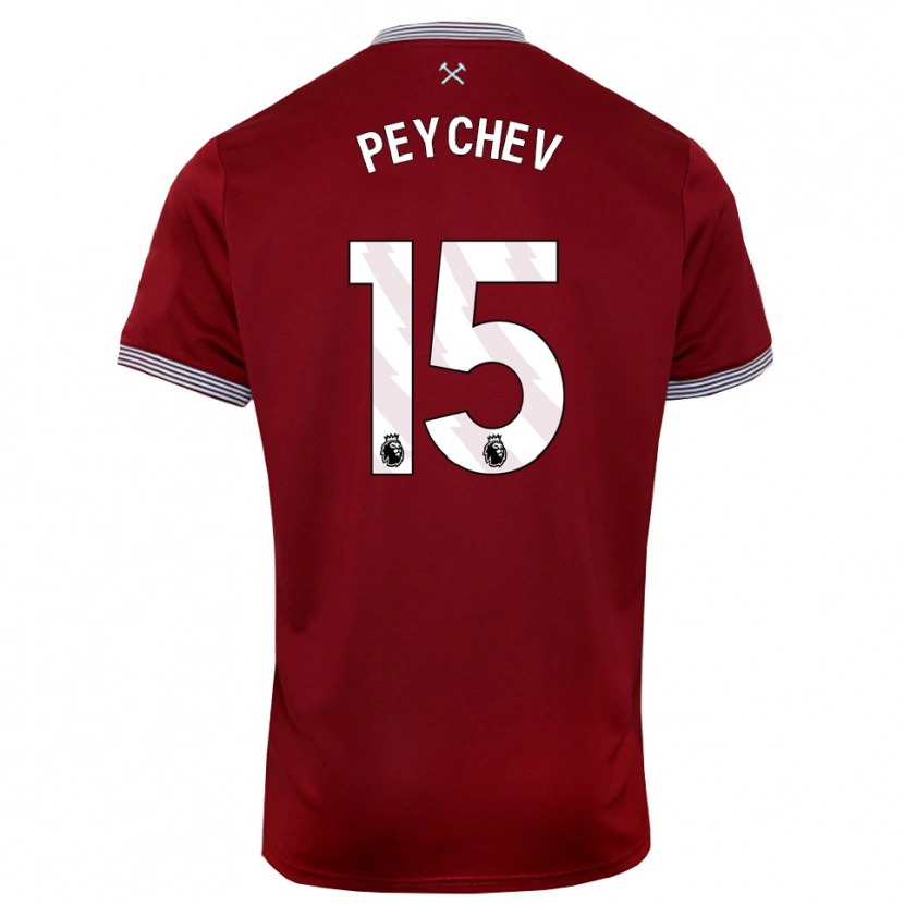 Danxen Hombre Camiseta Martin Peychev #15 Borgoña Blanco 1ª Equipación 2025/26 La Camisa