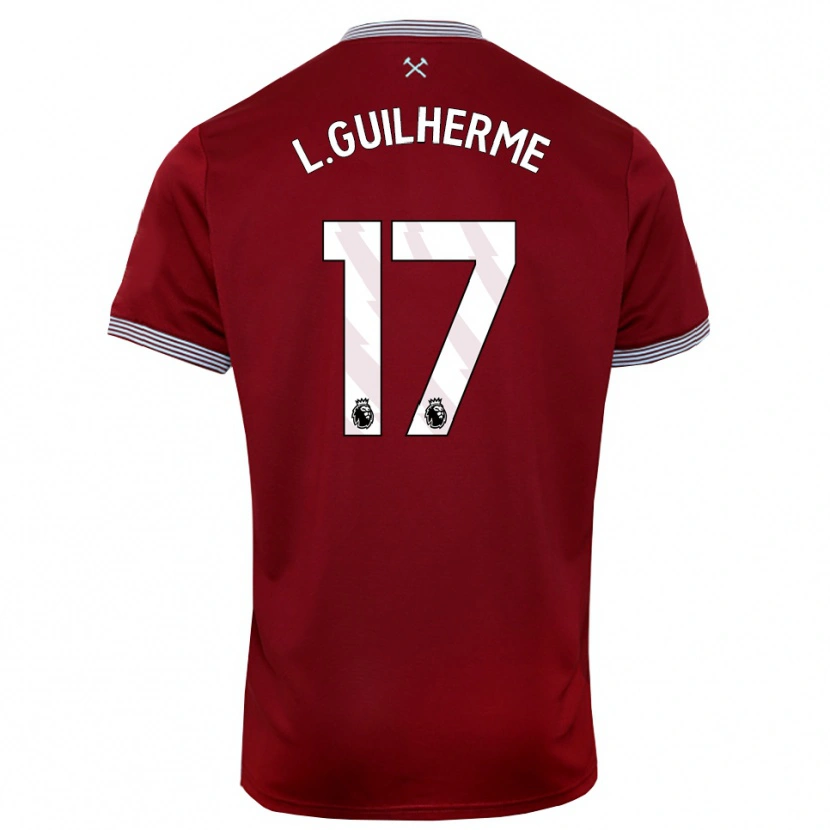Danxen Hombre Camiseta Luis Guilherme #17 Borgoña Blanco 1ª Equipación 2025/26 La Camisa