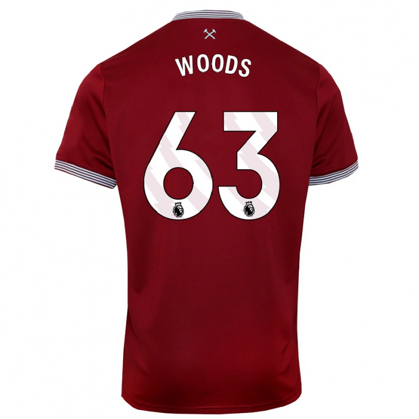 Danxen Hombre Camiseta Archie Woods #63 Borgoña Blanco 1ª Equipación 2025/26 La Camisa