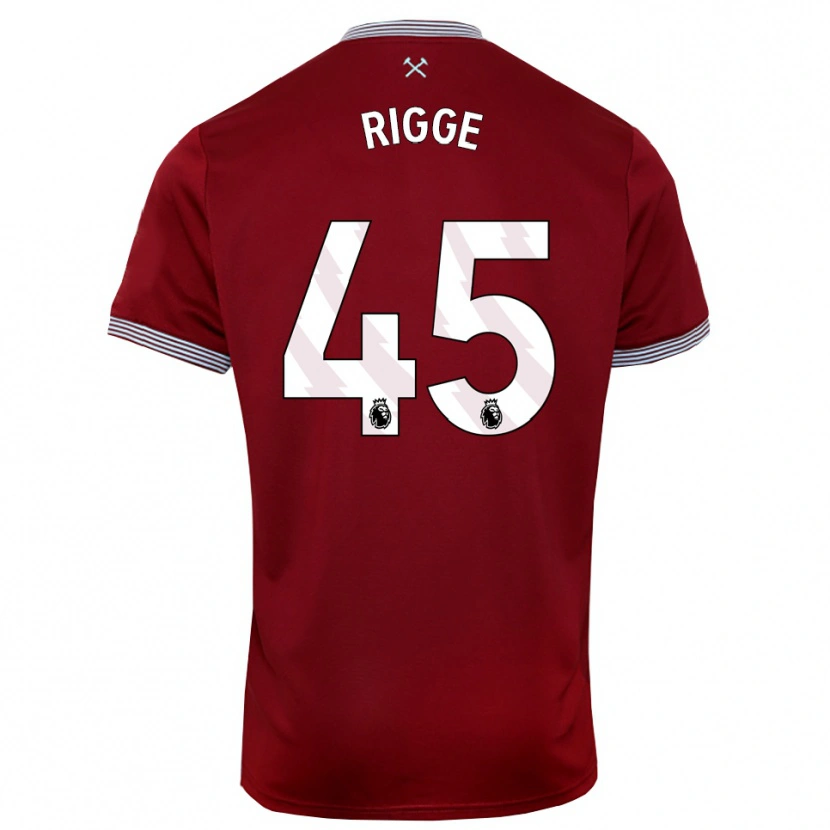 Danxen Hombre Camiseta Daniel Rigge #45 Borgoña Blanco 1ª Equipación 2025/26 La Camisa