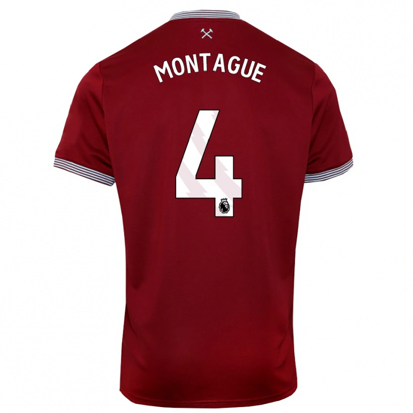 Danxen Hombre Camiseta Harry Montague #4 Borgoña Blanco 1ª Equipación 2025/26 La Camisa