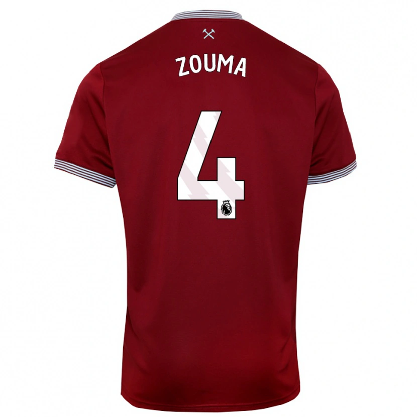 Danxen Hombre Camiseta Kurt Zouma #4 Borgoña Blanco 1ª Equipación 2025/26 La Camisa