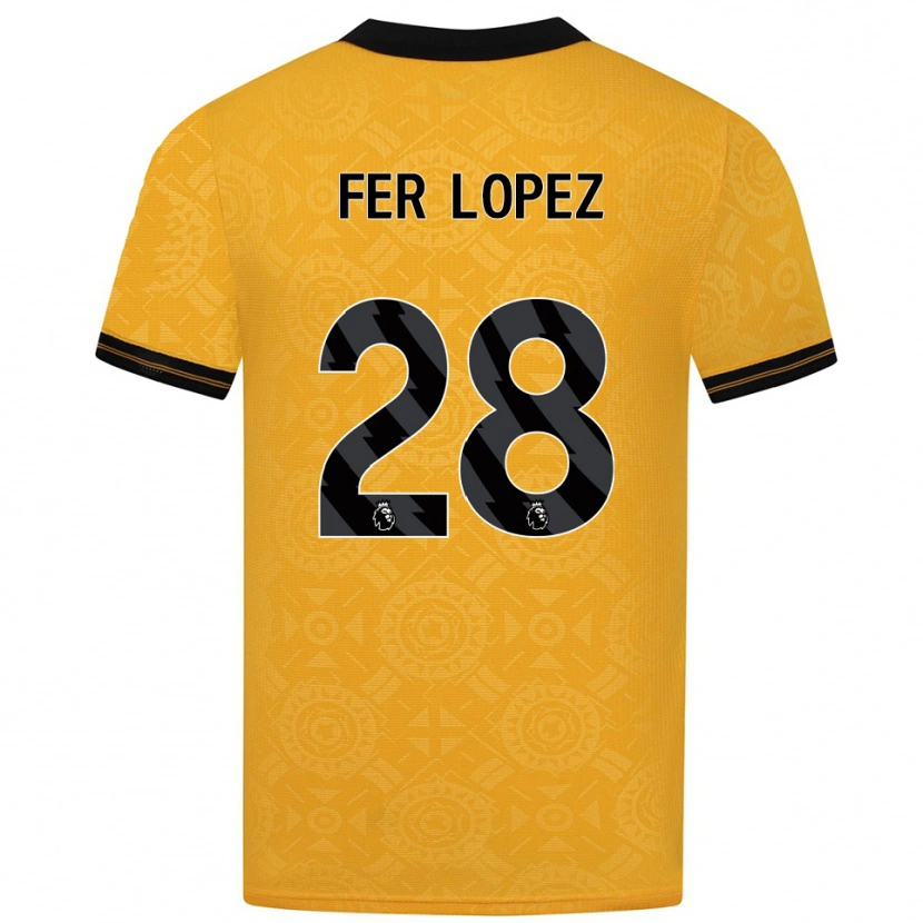 Danxen Hombre Camiseta Fer López #28 Amarillo Negro 1ª Equipación 2025/26 La Camisa