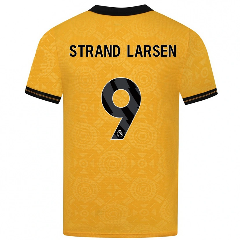Danxen Hombre Camiseta Jørgen Strand Larsen #9 Amarillo Negro 1ª Equipación 2025/26 La Camisa