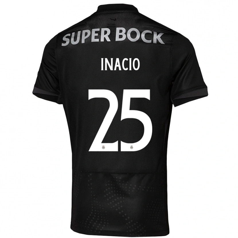 Danxen Hombre Camiseta Gonçalo Inácio #25 Negro Blanco 2ª Equipación 2025/26 La Camisa
