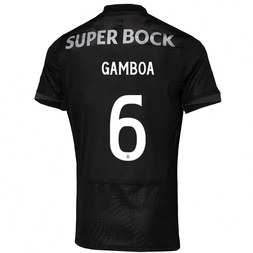 Danxen Hombre Camiseta Sandro Gambôa #6 Negro Blanco 2ª Equipación 2025/26 La Camisa