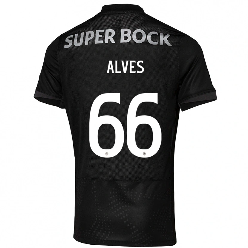 Danxen Hombre Camiseta Miguel Alves #66 Negro Blanco 2ª Equipación 2025/26 La Camisa