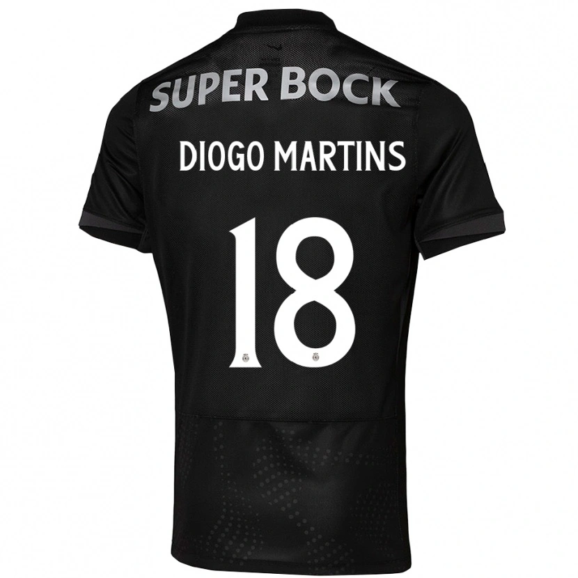 Danxen Hombre Camiseta Diogo Martins #18 Negro Blanco 2ª Equipación 2025/26 La Camisa