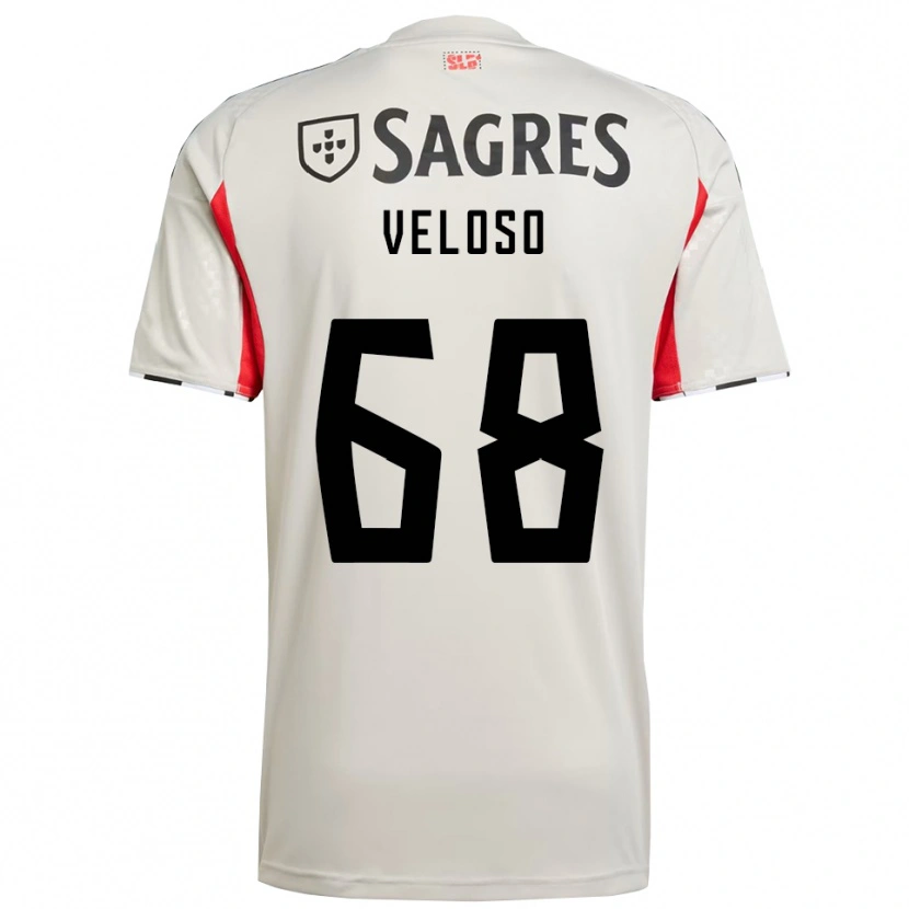 Danxen Hombre Camiseta João Veloso #68 Blanco Roto Rojo 2ª Equipación 2025/26 La Camisa